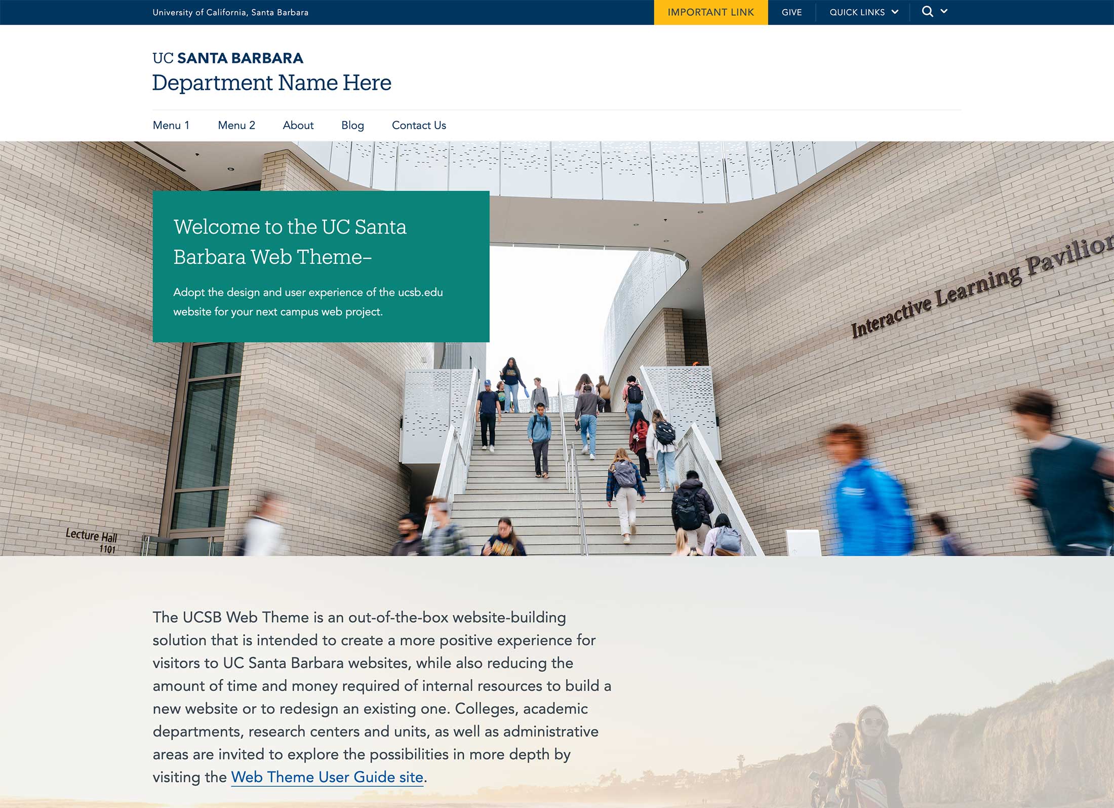 UCSB Web Theme Demo site screenshot