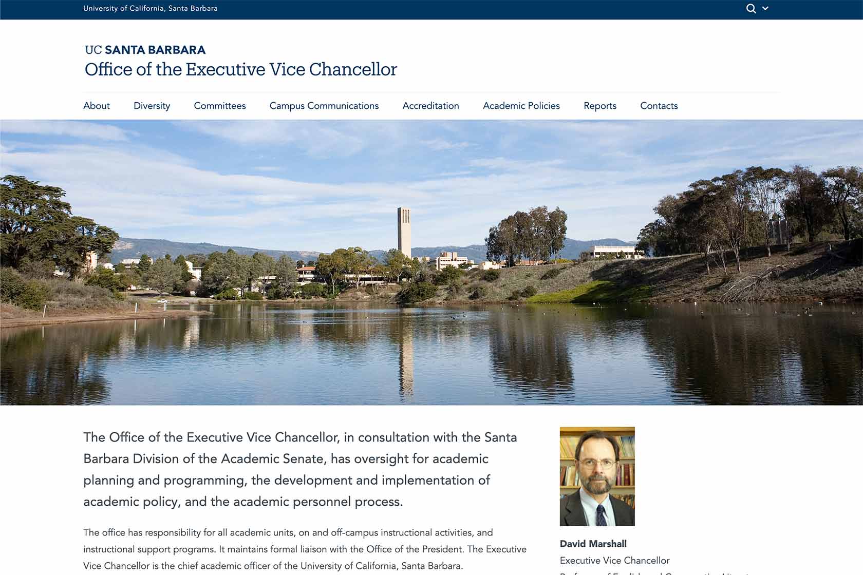 vice chancellor website screenshot